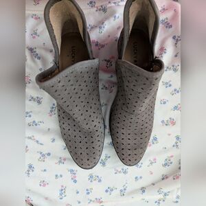 Lucky Brand Gray Perforated Ankle Boots